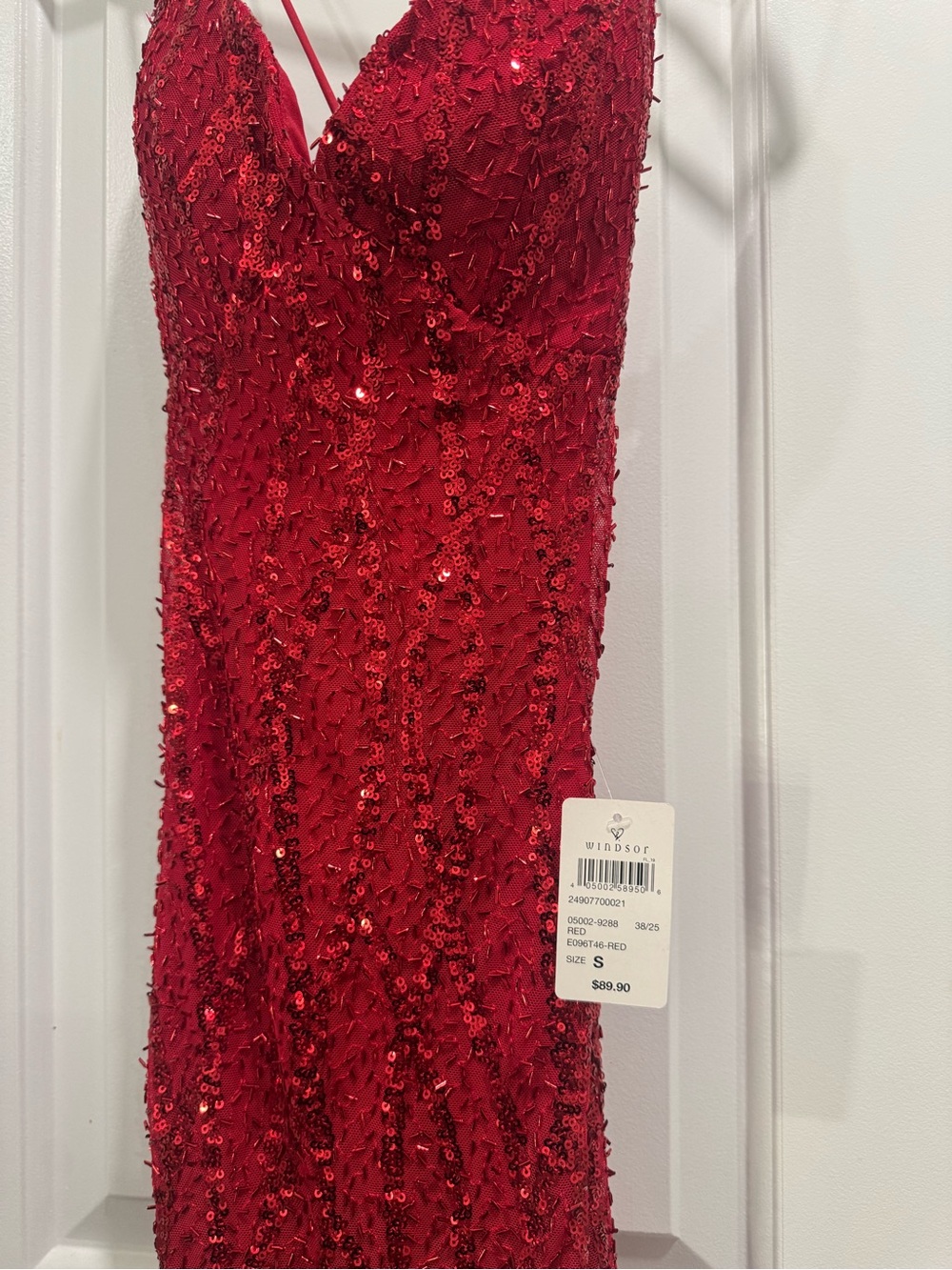 Red Sequin Formal Dress with Slit Size S